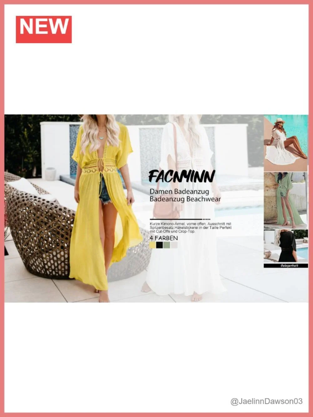 FANCYINN Womens Sheer Lace Kimono Cover Up Tie Front Beachwear